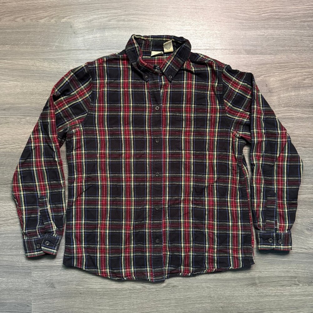 L.L. Bean Women's Scotch Plaid Flannel Shirt - Black/Red